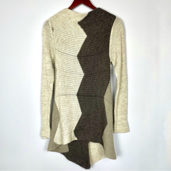 NWT M for Bolide Asymmetrical Beige Color Block Knit Cardigan Lagenlook Sz Small - Picture 4 of 14